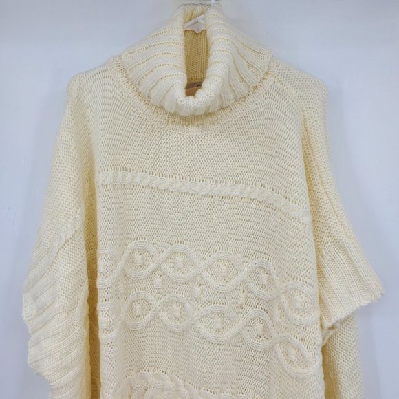 NWT Loft Ann Taylor Cream Oversized Cable Knit Poncho Sweater M / Large - Picture 6 of 11